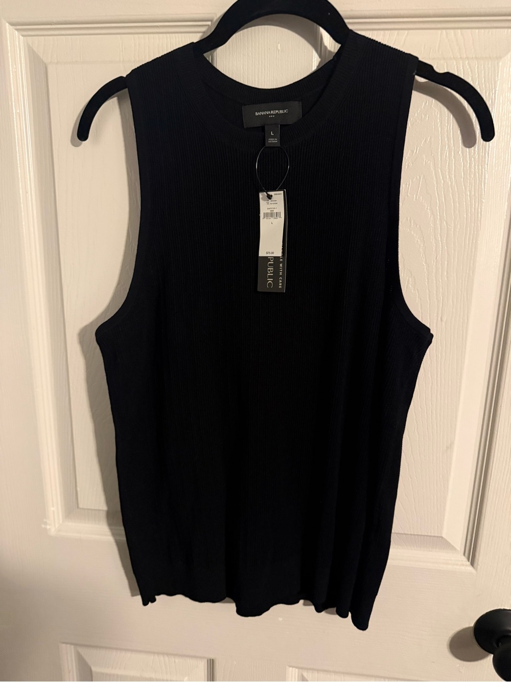 Banana Republic Black Ribbed Tank Top - Crewneck Sleeveless